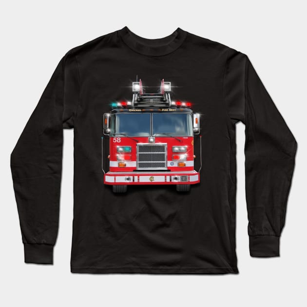 Gorgeous Chicago Fire Truck Long Sleeve T-Shirt by MotorManiac